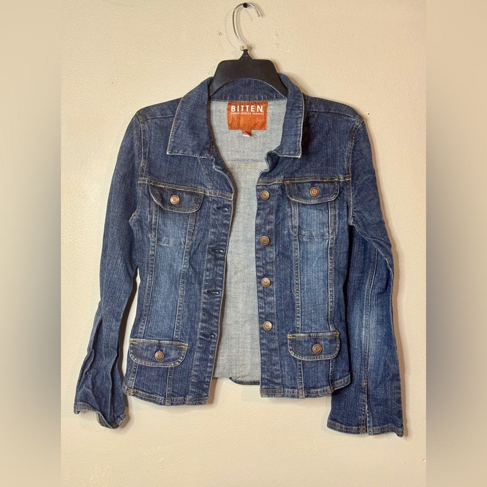 Bitten Sarah Jessica Parker blue denim jeans jacket women's size M